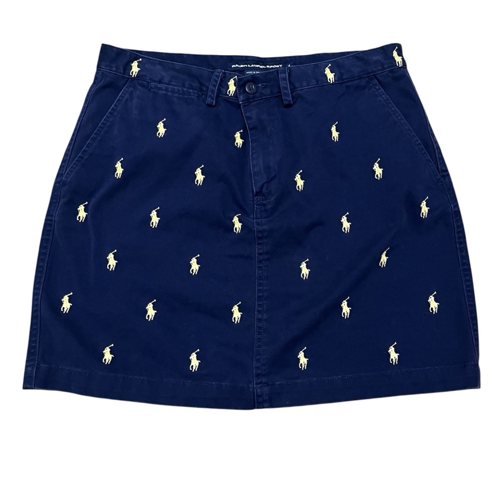 Ralph Lauren Navy Blue Skirt with Yellow Embroidery